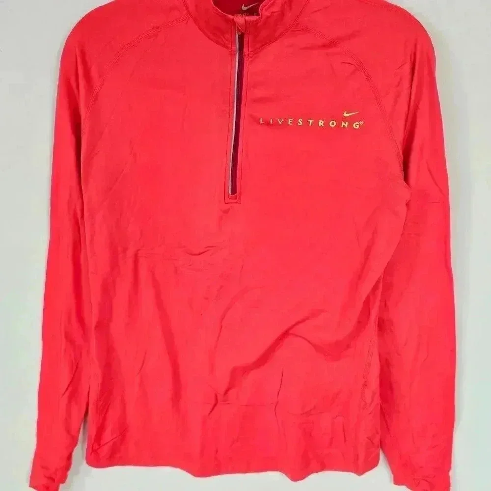 NIKE Red‎ Sports Jumper XL Mens Dri-Fit Pullover Half Zip Outdoors Outerwear